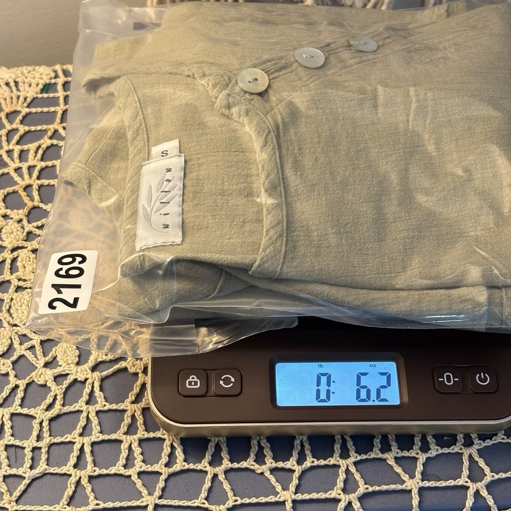 Willow‎ 100% Linen Womens Sage Green Lagenlook Top SM Boho Artsy Relaxed Fit - Picture 8 of 8